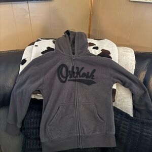 OshKosh B'gosh Charcoal Gray Hooded Zip Sweatshirt with Embroidered Logo
